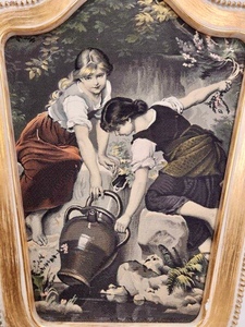 lot 202 image: Lovely Framed 1950s French Silk Wall Hanging Artwork