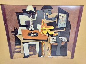 lot 208 image: Matted Vintage PICASSO Print - Three Musicians