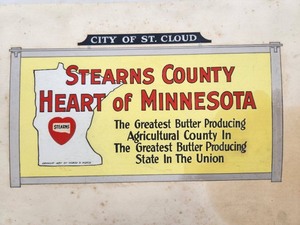 lot 211 image: Original 1927 Advertising Painting for the City of Saint Cloud Stearns County Minn