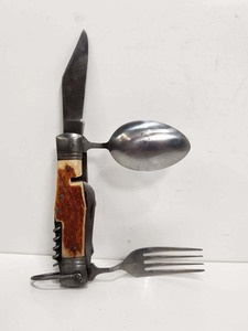 lot 234 image: Large Old Bone Handle Folding Multi Function Pocket Knife