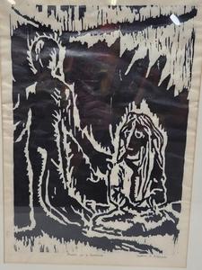 lot 236 image: Vintage Framed Signed Woodcut Print - Power of A Shadow 
