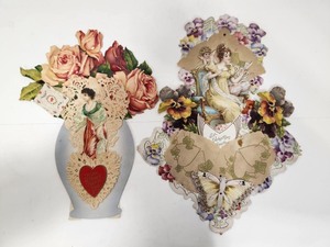 lot 263 image: Group of Large Ornate Antique Victorian Valentines