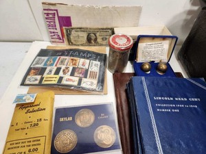 lot 281 image: Large Estate Lot of Assorted Coins, Stamps & other Items