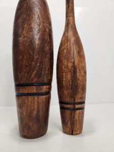 lot 295 image: Large Old Vintage Wooden Exercise Pins