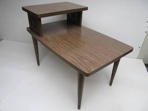 lot 99 image: Mid Century 2 Tier Accent Side Table Formica Tops