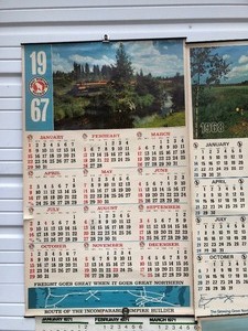 lot 313 image: Lot of 7 Vintage GREAT NORTHERN & Burlington Northern Railroad Calendars