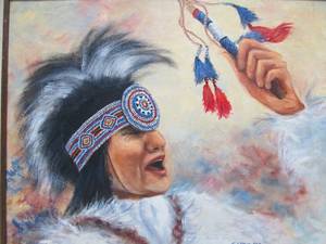 lot 324 image: Original Native American Dancer Art Signed T. Showalter 27