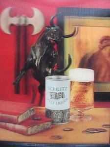 lot 327 image: Vintage 1969 Schlitz BULL Malt Liquor Advertising Beer 3D Sign 17.5