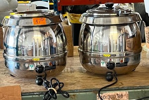 lot 47 image: (2) Stainless Steel Soup Warmers
