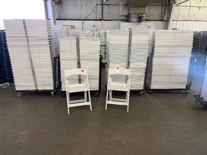 lot 24A image: (100) White Padded Event Chairs, stackable