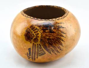 lot 110 image: Painted Gourd Bowl by Gene Walbridge