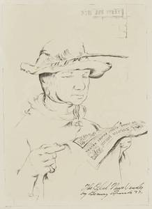 lot 17 image: Birney Quick The Old News Vender Lithograph