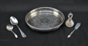 lot 419 image: Assortment of 5 Silver Plate Tablewares, W & S Blackinton, Rogers & Bros, Sheffield, Etc.