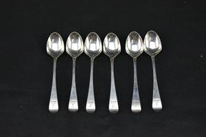 lot 255 image: 6 Etched Silver Plate Spoons