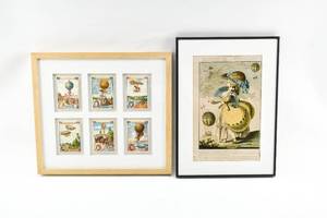 lot 94 image: Set Vintage German Air Balloon Cards and La Phisicienne Galante Print
