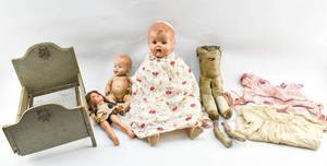 lot 413 image: Group of Vintage Baby Dolls & Accessories