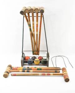 lot 52 image: Vintage Wood Croquet Set