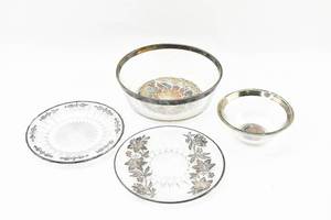 lot 262 image: 4 Decorated Glass Plates & Bowls