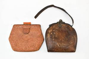 lot 177 image: 2 Vintage Embossed Leather Clutches