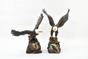 lot 10 image: 2 Ted Blaylock Ninth Issue Winged Protectors Eagle Sculptures