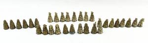 lot 40 image: 32 Vintage South Asian Metal Chess or Game Pieces