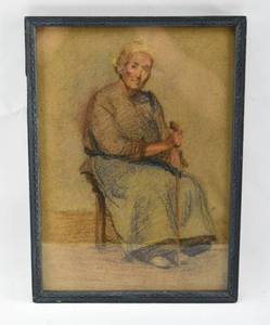 lot 328 image: Pastel Drawing of a Woman on Paper