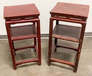 lot 51 image: Pair of Chinese Hardwood Plant Stands