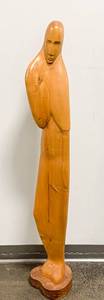 lot 107 image: Abstract Figural Madonna Wood Sculpture