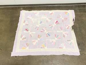 lot 144 image: 2 Vintage Patchwork Design Quilted Blankets