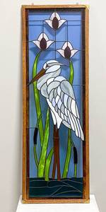 lot 31 image: Blue Heron Stained Glass Panel