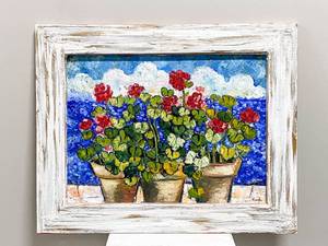 lot 20 image: Terry White Original Painting of Geraniums, Signed
