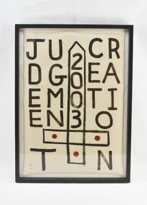 lot 34 image: Judgement and Creation 2003 Oil on Paper Painting Signed John Synder