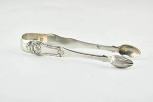 lot 41 image: Antique Sterling Silver Sugar Tongs, Edinburgh, Scotland c.1819
