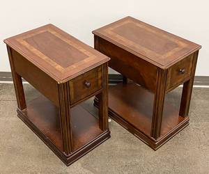 lot 377 image: Pair of Dark Wood End Tables