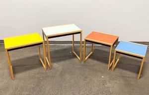 lot 383 image: Set of 4 Bauhaus Nesting Tables After Josef Albers