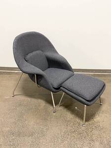 lot 45 image: Womb Style Felt Wool Chair and Ottoman