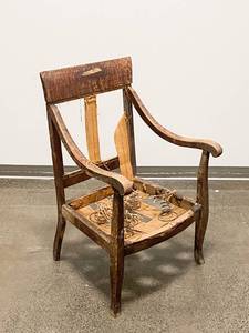 lot 389 image: Antique Wood Arm Chair, No Upholstery