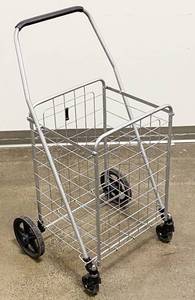 lot 315 image: Folding Metal Wire Rolling LaundryGrocery Cart