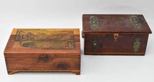 lot 313 image: 2 Wood Hinge Lid Boxes