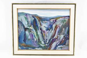 lot 75 image: Robert Wands Painting on Board of Oceanic Abyss