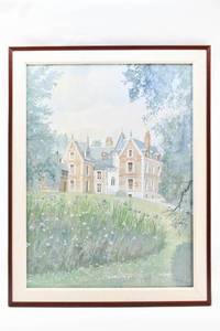 lot 78 image: Willian Benecke Oil & Pencil on Canvas of Mansion