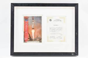 lot 95 image: Russian Space Photo & Badge with COA