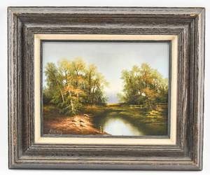 lot 134 image: Creek Scene Oil on Canvas Signed Koenig