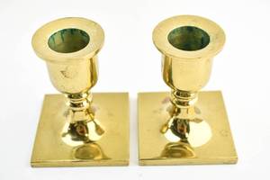 lot 342 image: Pair of Short Brass Candlestick Holders