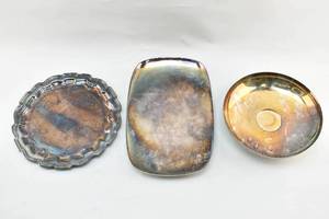 lot 351 image: 3 Silver Plate Platters, Reed & Barton, Marlboro, Academy