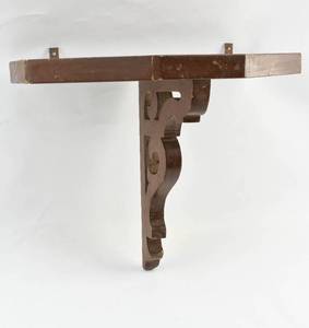 lot 159 image: Carved Wood Brown Painted Wall Shelf