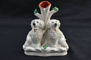 lot 269 image: Ceramic Staffordshire Dog Spill Vase