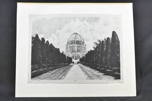 lot 142 image: Bernard McNally Bahai Temple Print 1977