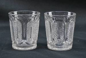 lot 200 image: Pair of Lattice Panel Cut Glass Cups