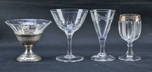 lot 208 image: 4 Mismatched Decorated Dessert Wine Glasses